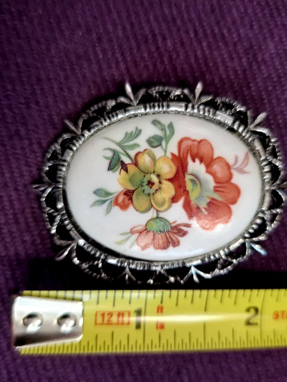 VTG Convertable Floral Porcelain Brooch